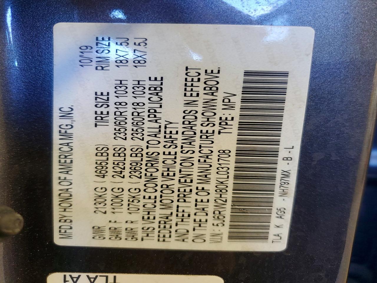 2019 HONDA CRV