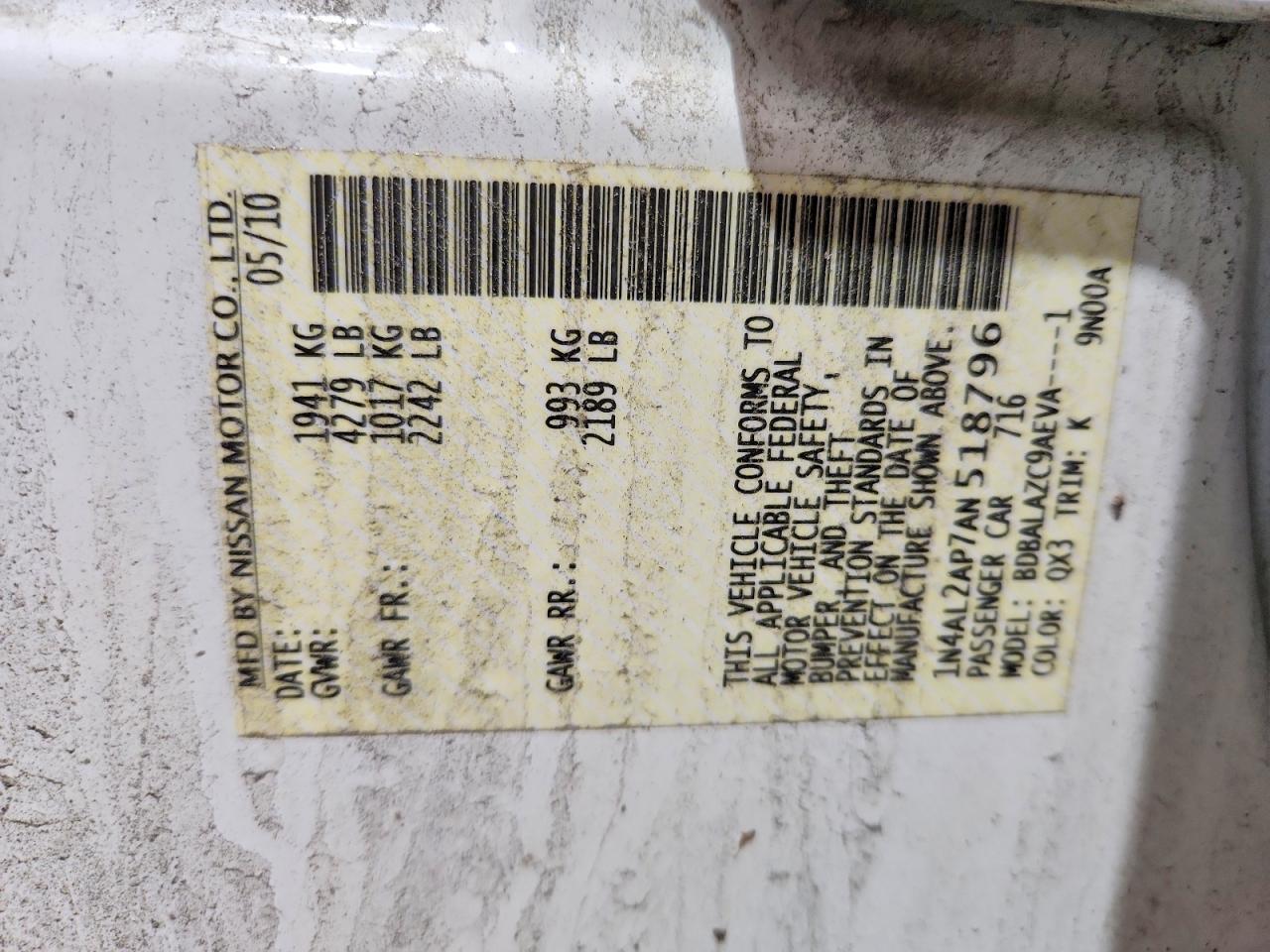 2010 NISSAN ALTIMA