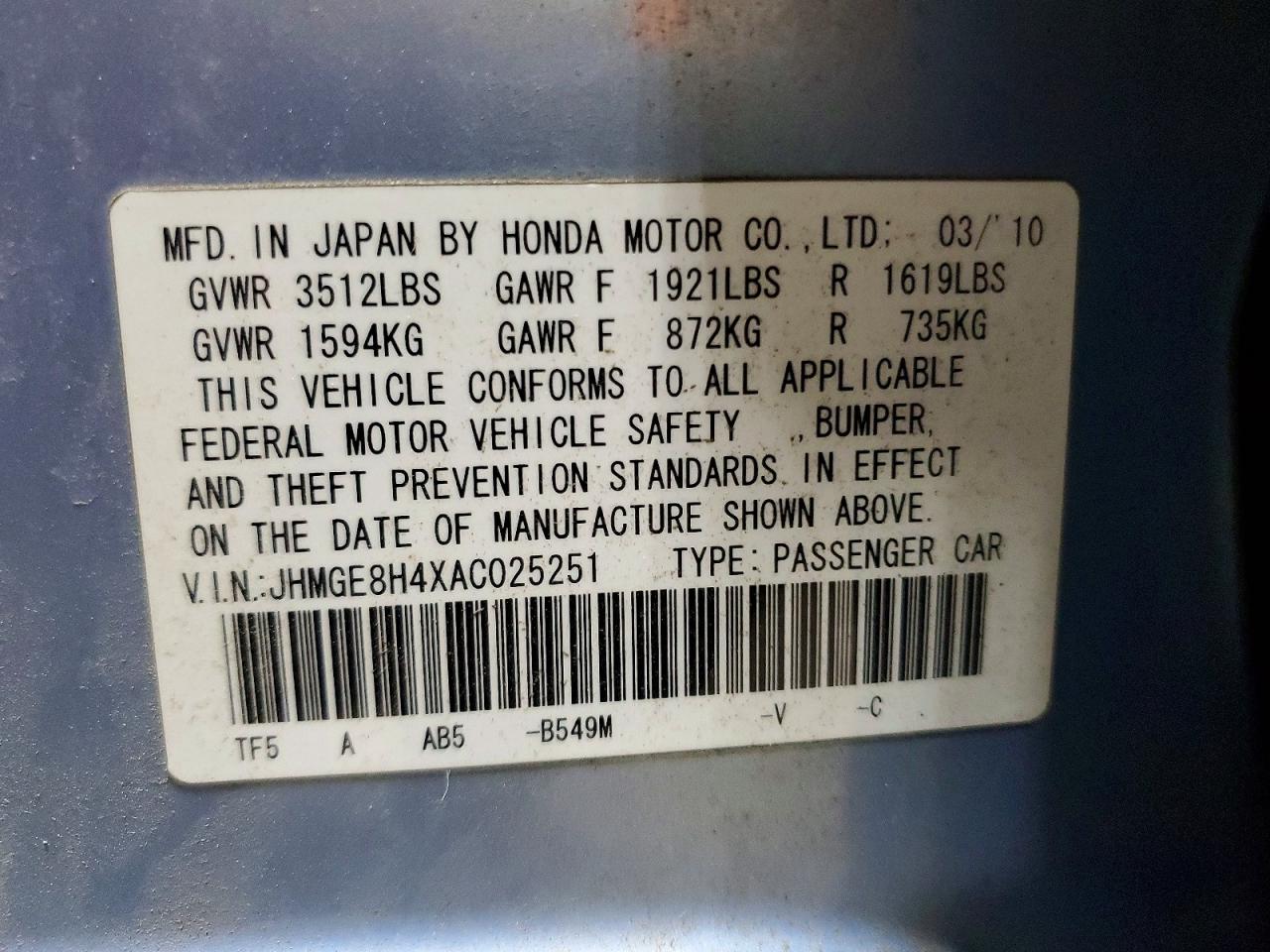 2010 HONDA FIT