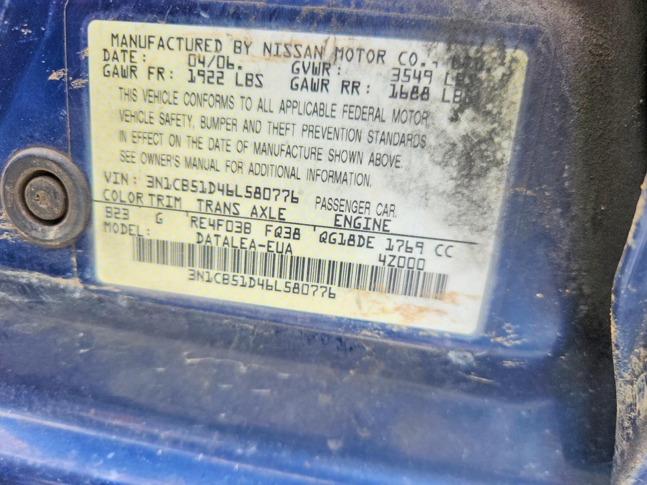 2006 NISSAN SENTRA