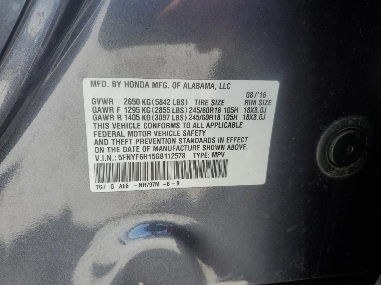 2016 HONDA PILOT