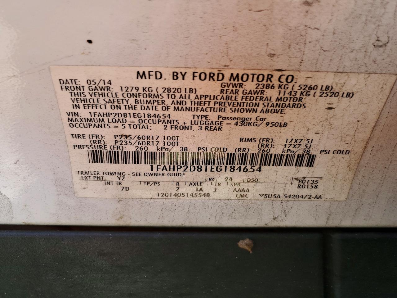 2014 FORD TAURUS