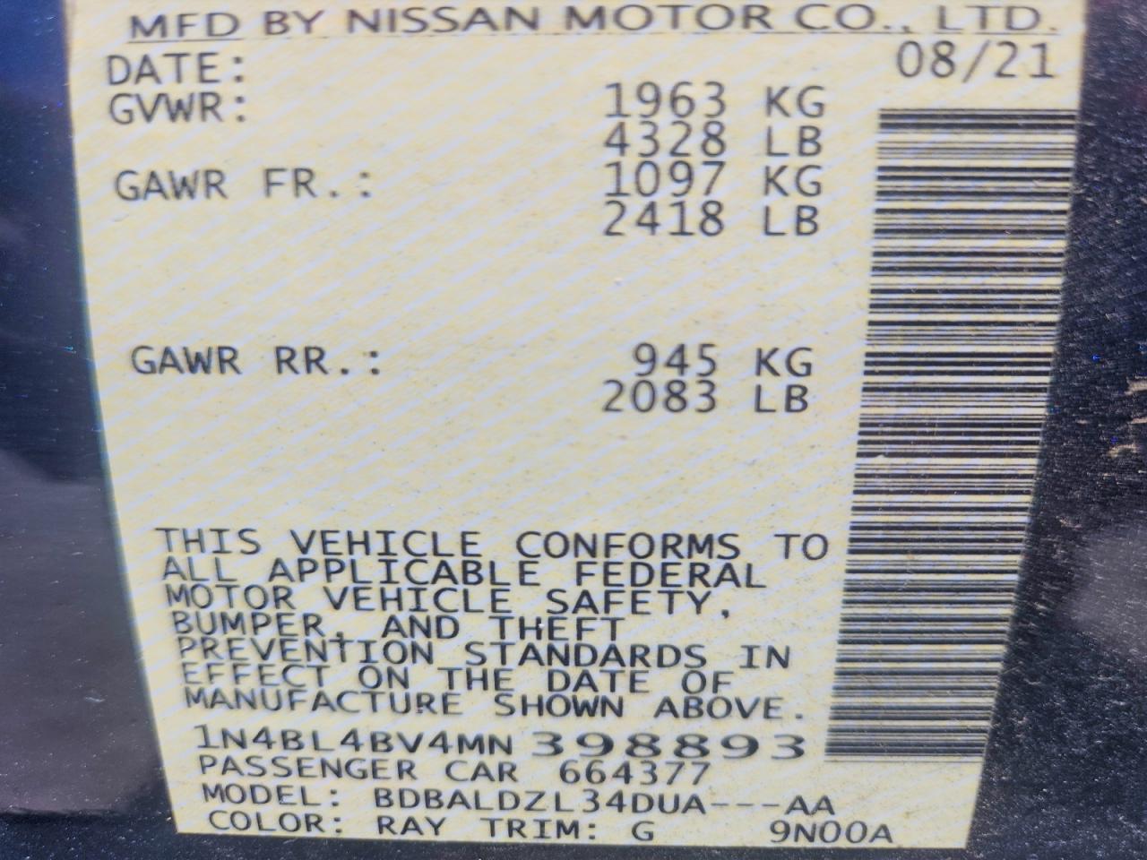 2021 NISSAN ALTIMA
