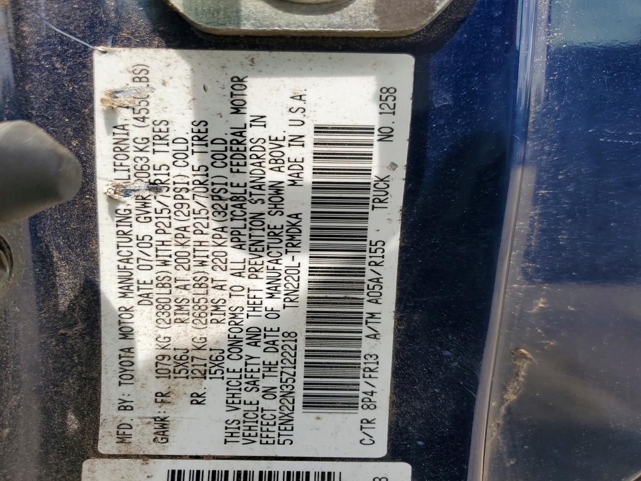 2005 TOYOTA TACOMA