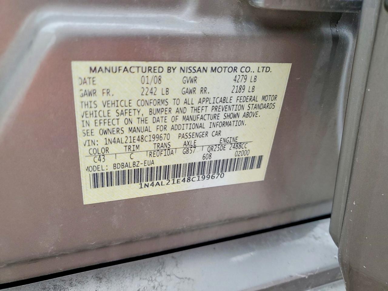 2008 NISSAN ALTIMA