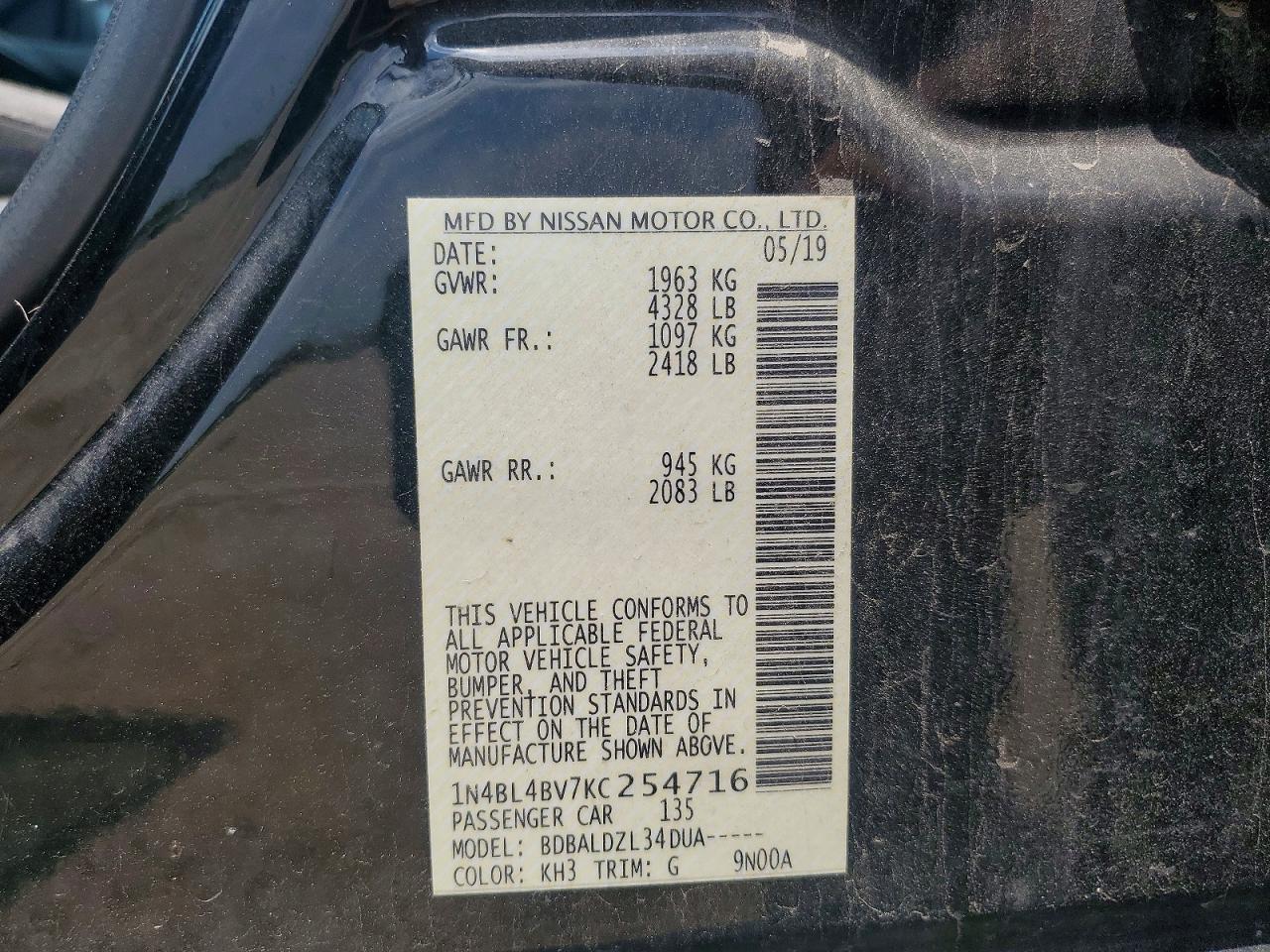 2019 NISSAN ALTIMA