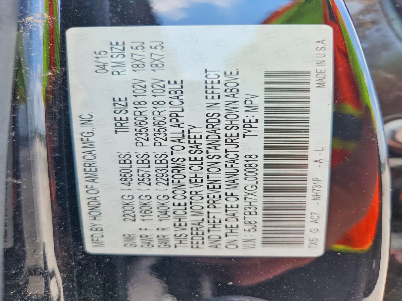 2016 ACURA RDX