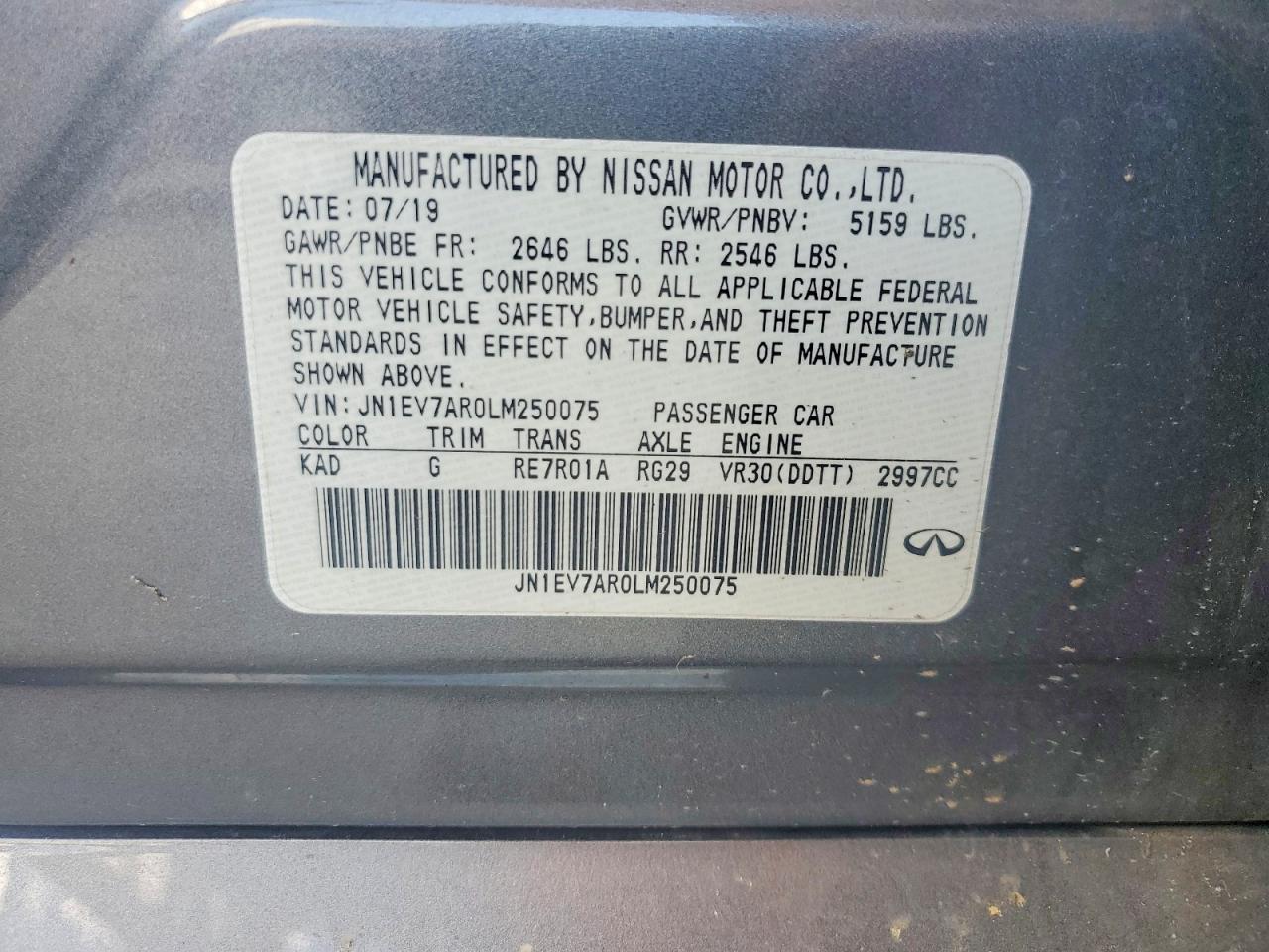 2020 INFINITI Q50