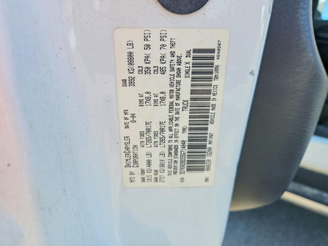 2005 DODGE RAM 2500