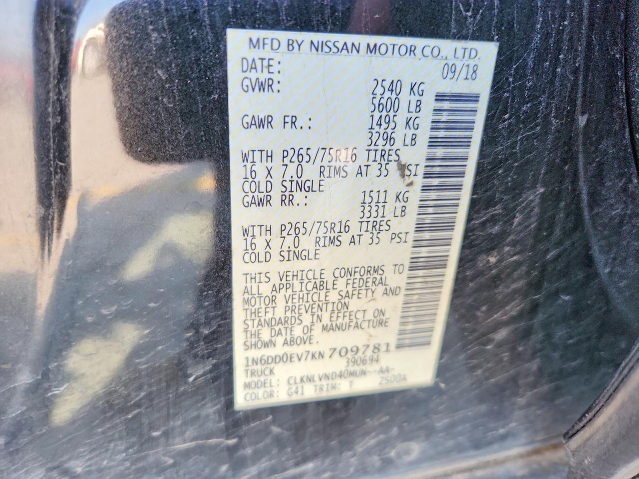 2019 NISSAN FRONTIER