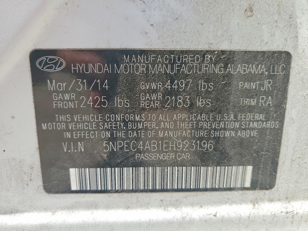 2014 HYUNDAI SONATA