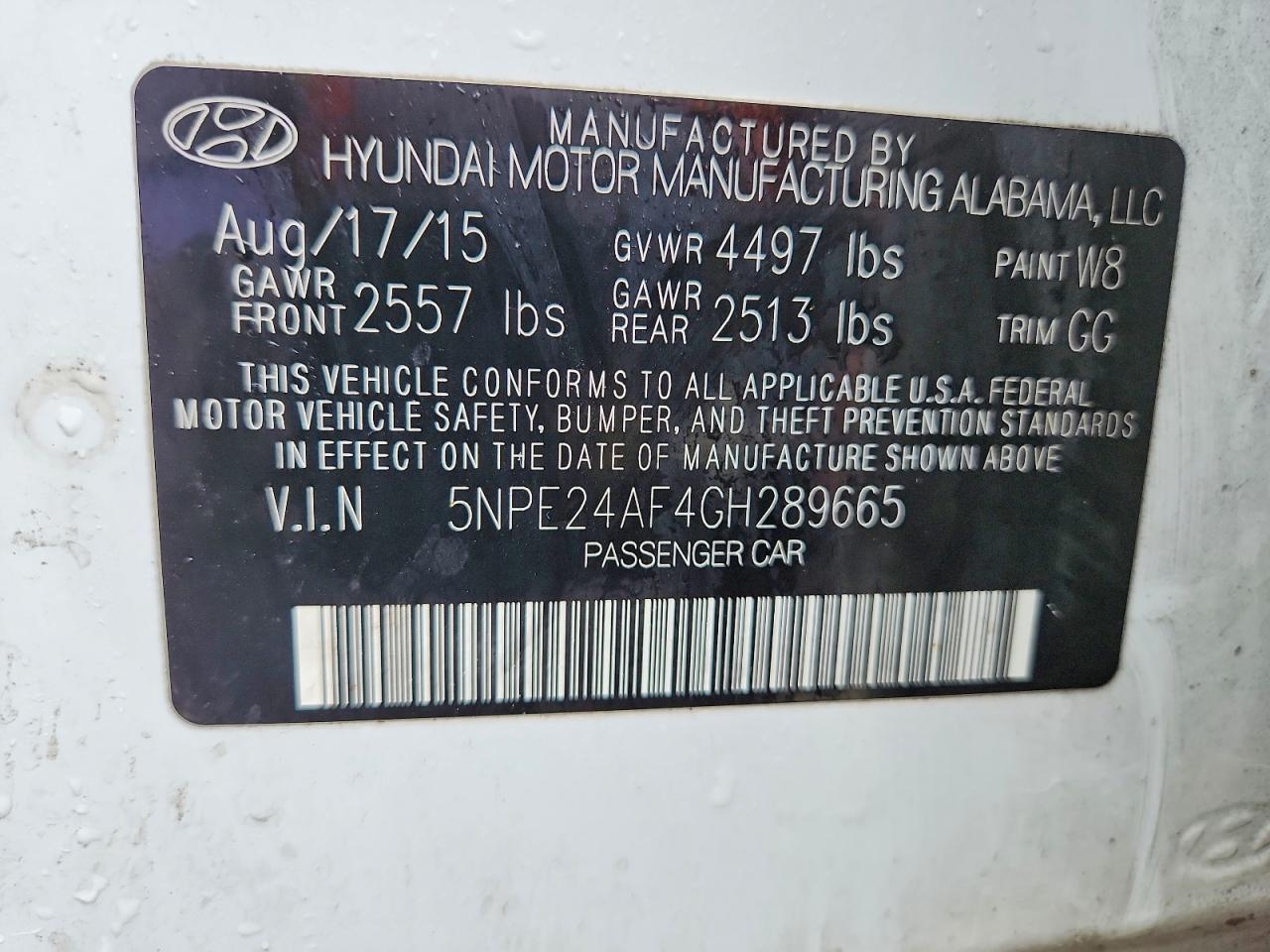 2016 HYUNDAI SONATA