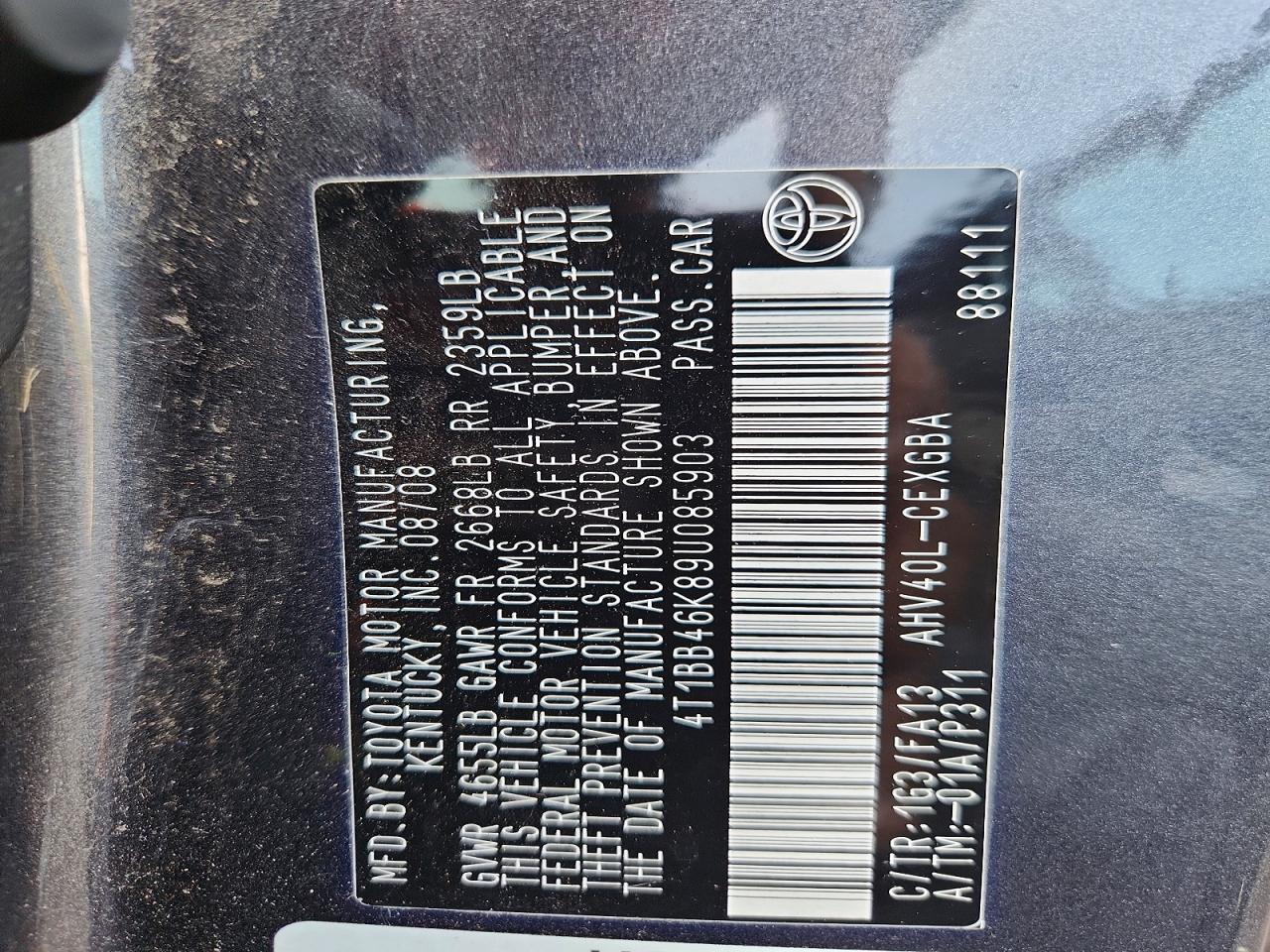 2009 TOYOTA CAMRY