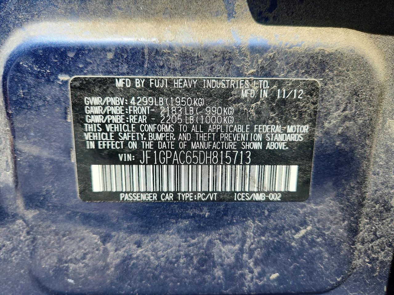 2013 SUBARU IMPREZA