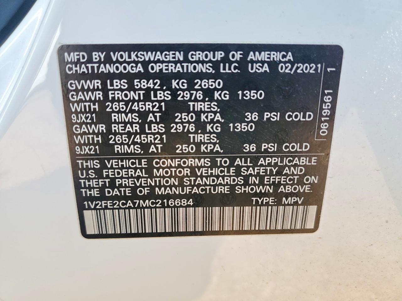 2021 VOLKSWAGEN ATLAS