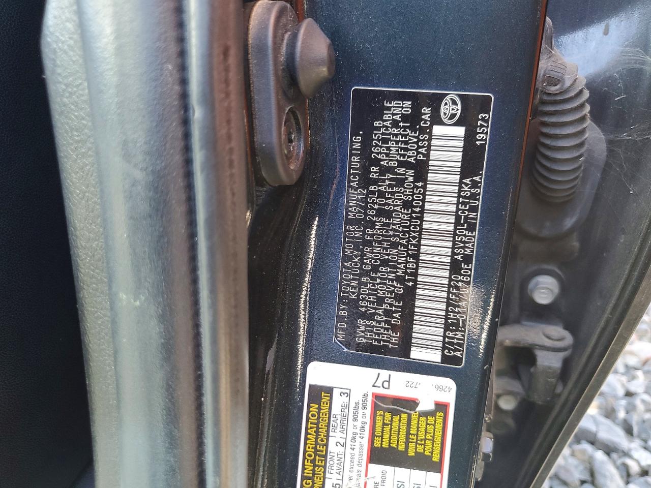 2012 TOYOTA CAMRY