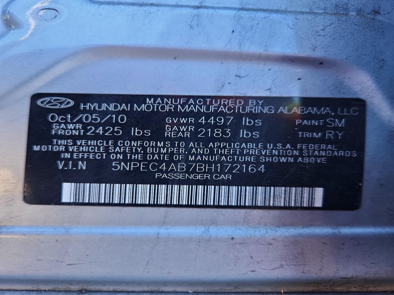 2011 HYUNDAI SONATA