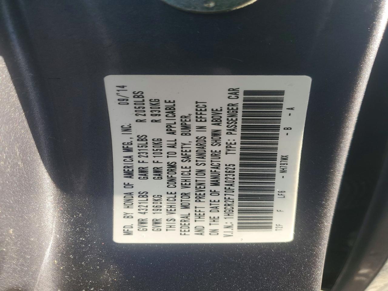 2015 HONDA ACCORD