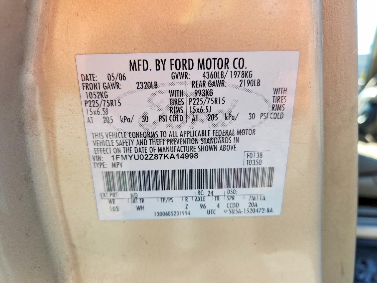 2007 FORD ESCAPE