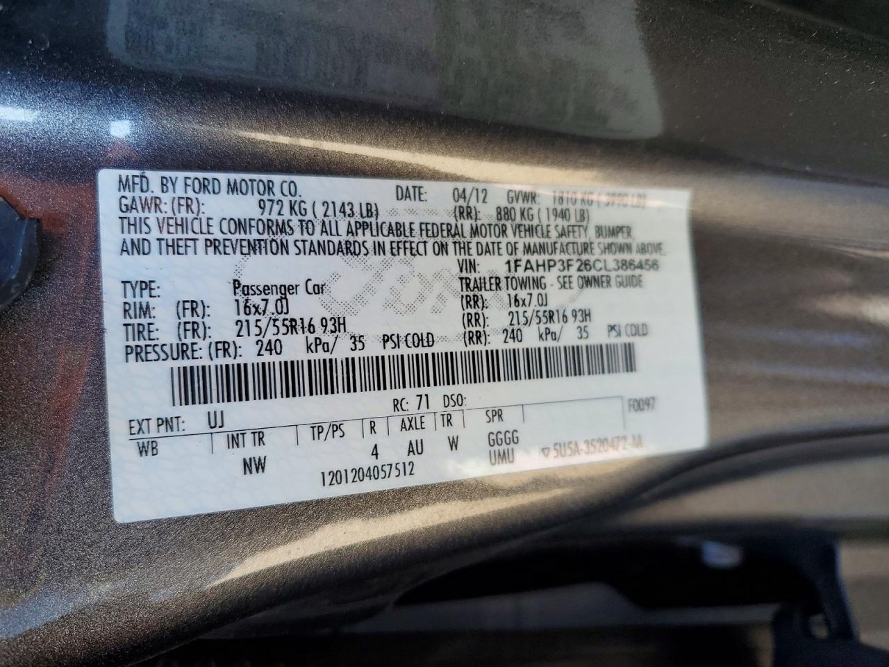 2012 FORD FOCUS