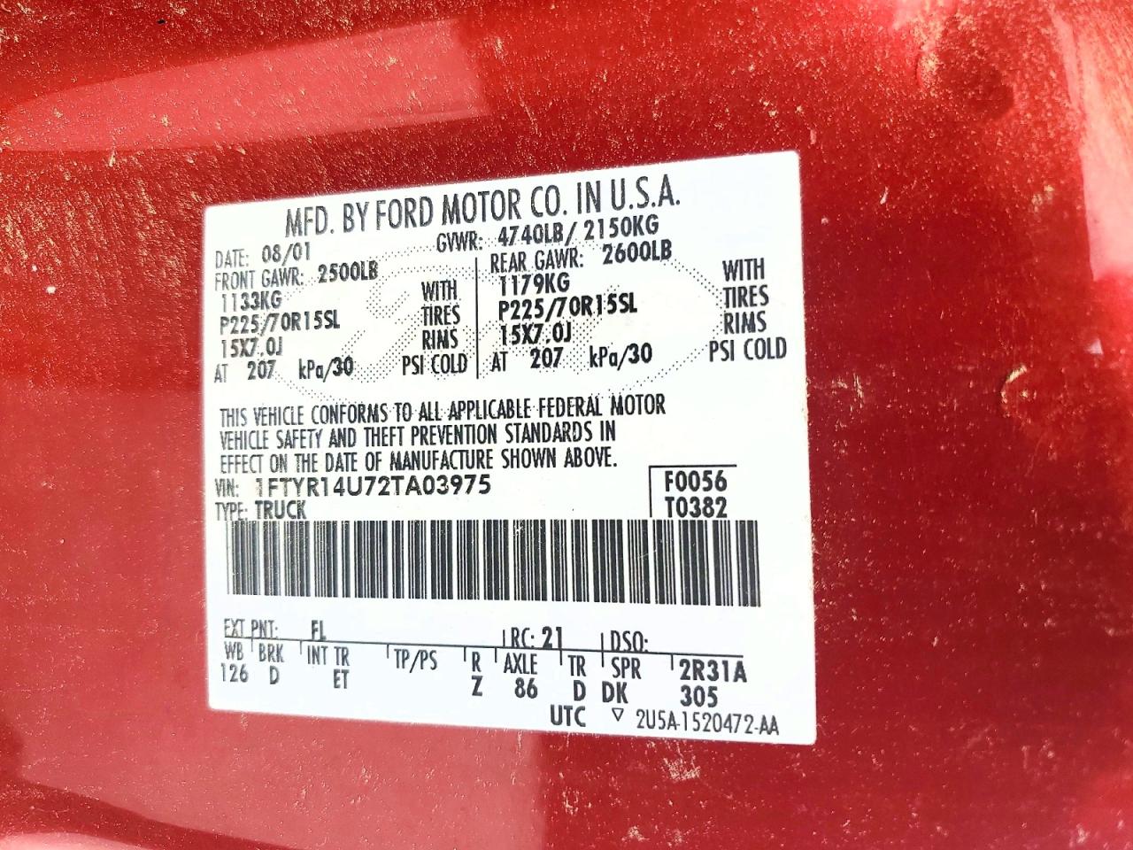 2002 FORD RANGER