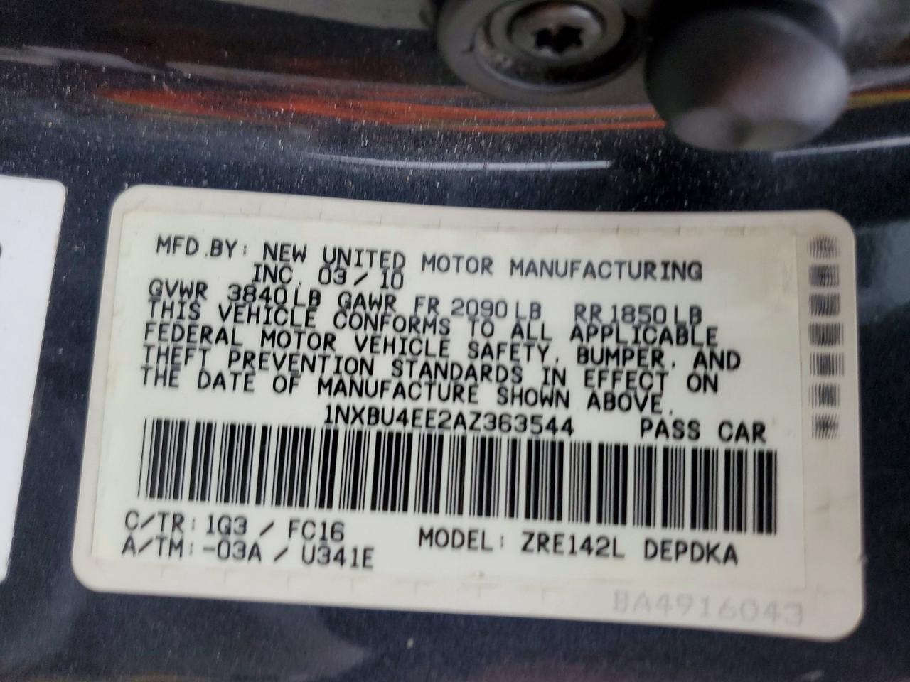 2010 TOYOTA COROLLA