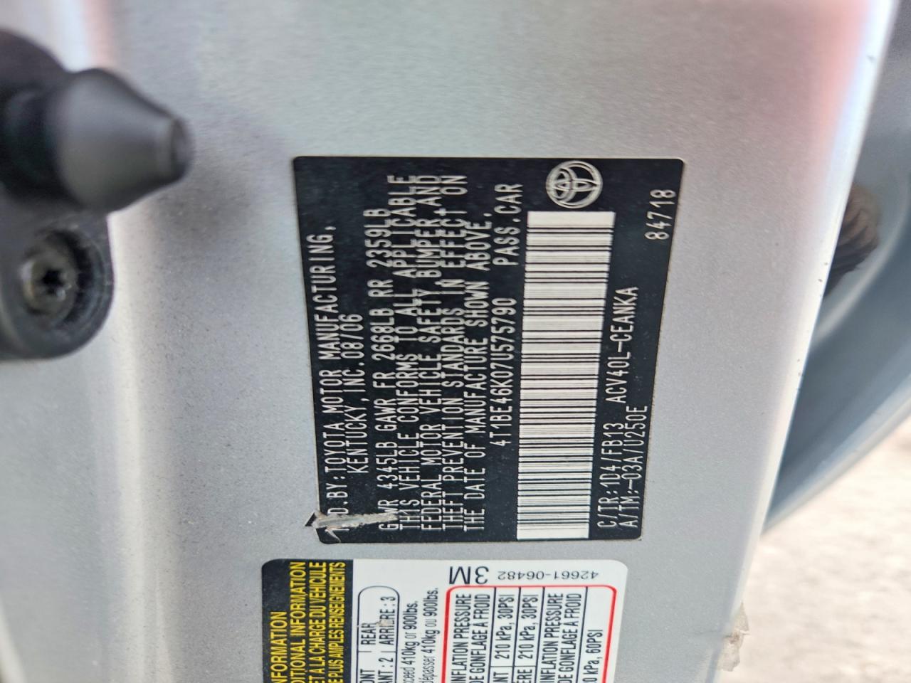 2007 TOYOTA CAMRY