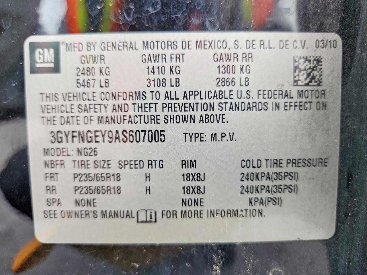 2010 CADILLAC SRX