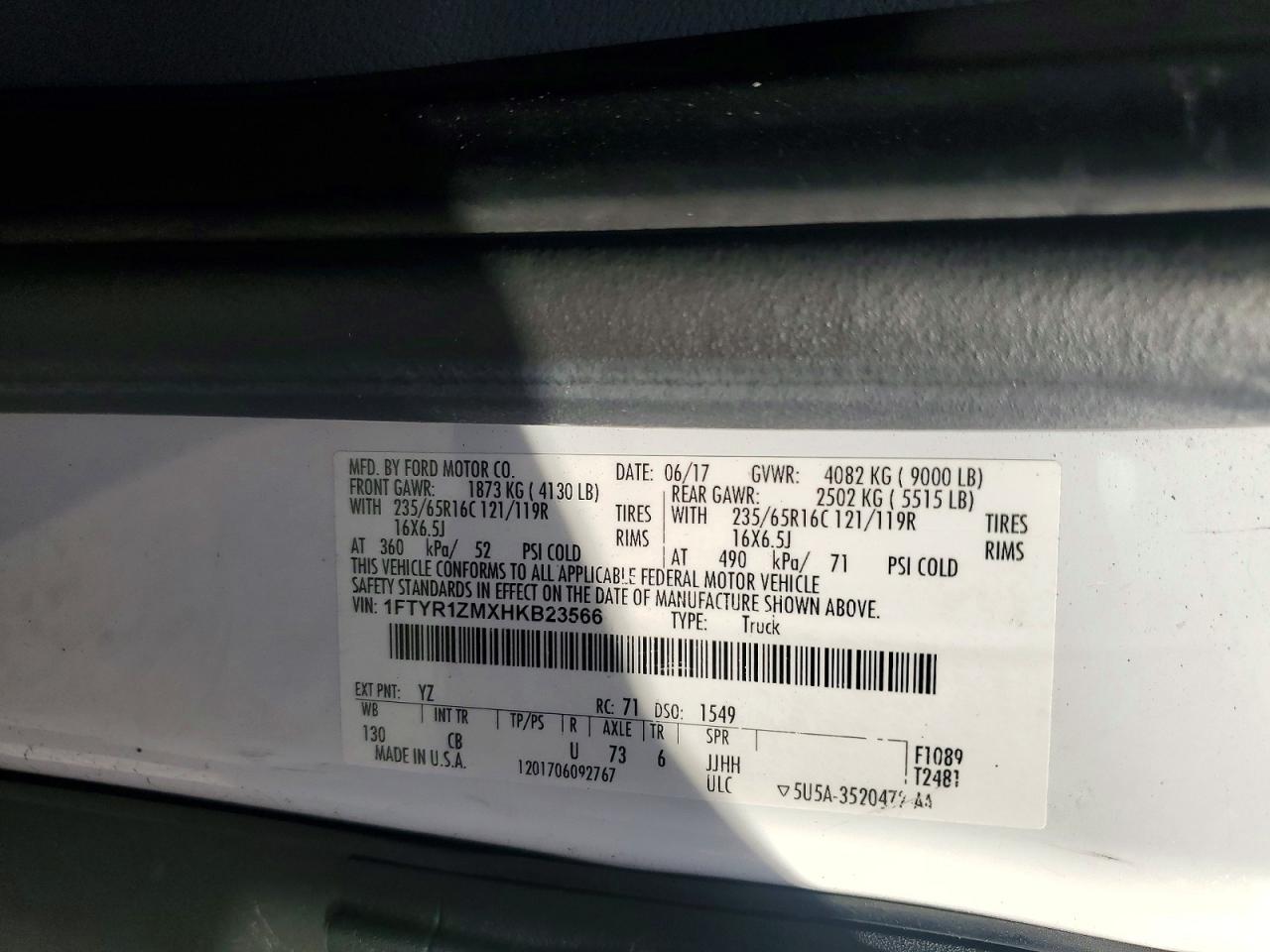 2017 FORD TRANSIT