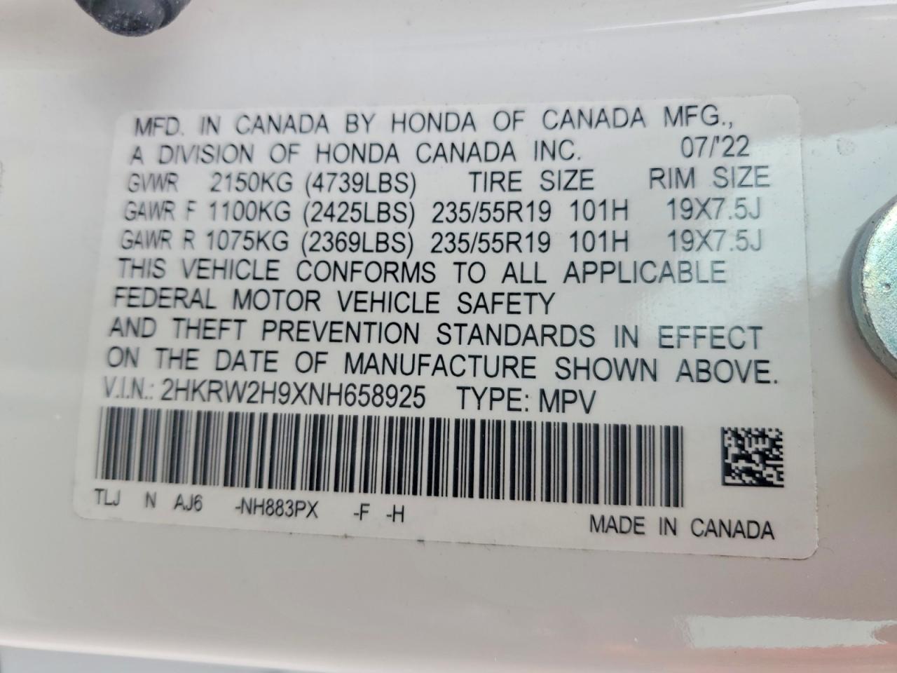 2022 HONDA CRV