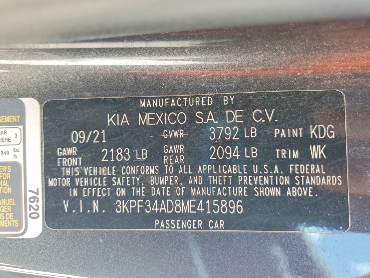 2021 KIA FORTE