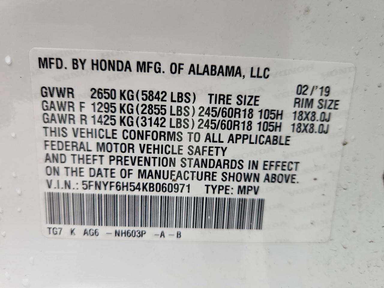2019 HONDA PILOT