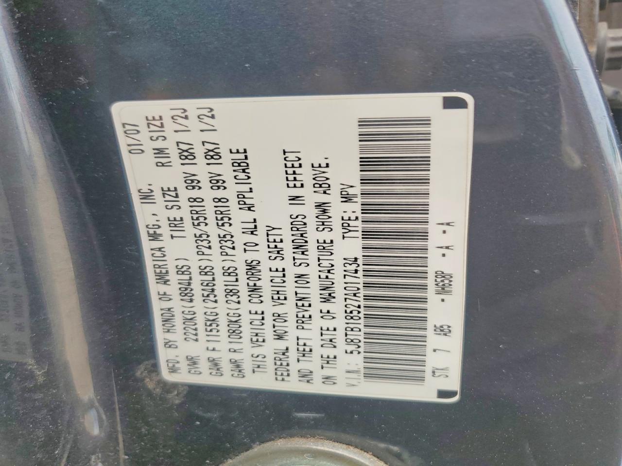 2007 ACURA RDX