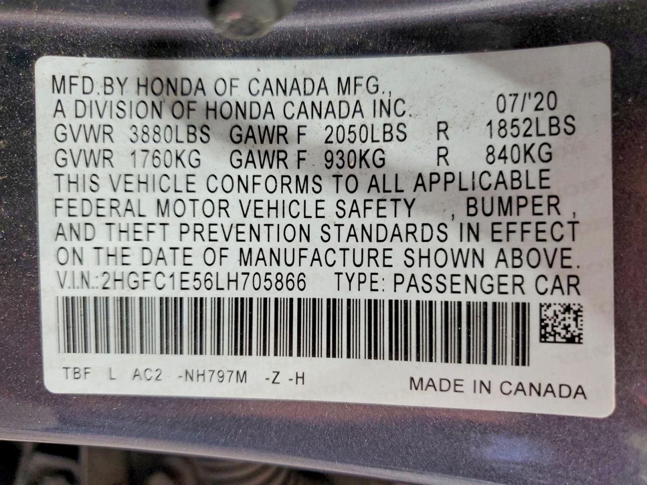 2020 HONDA CIVIC