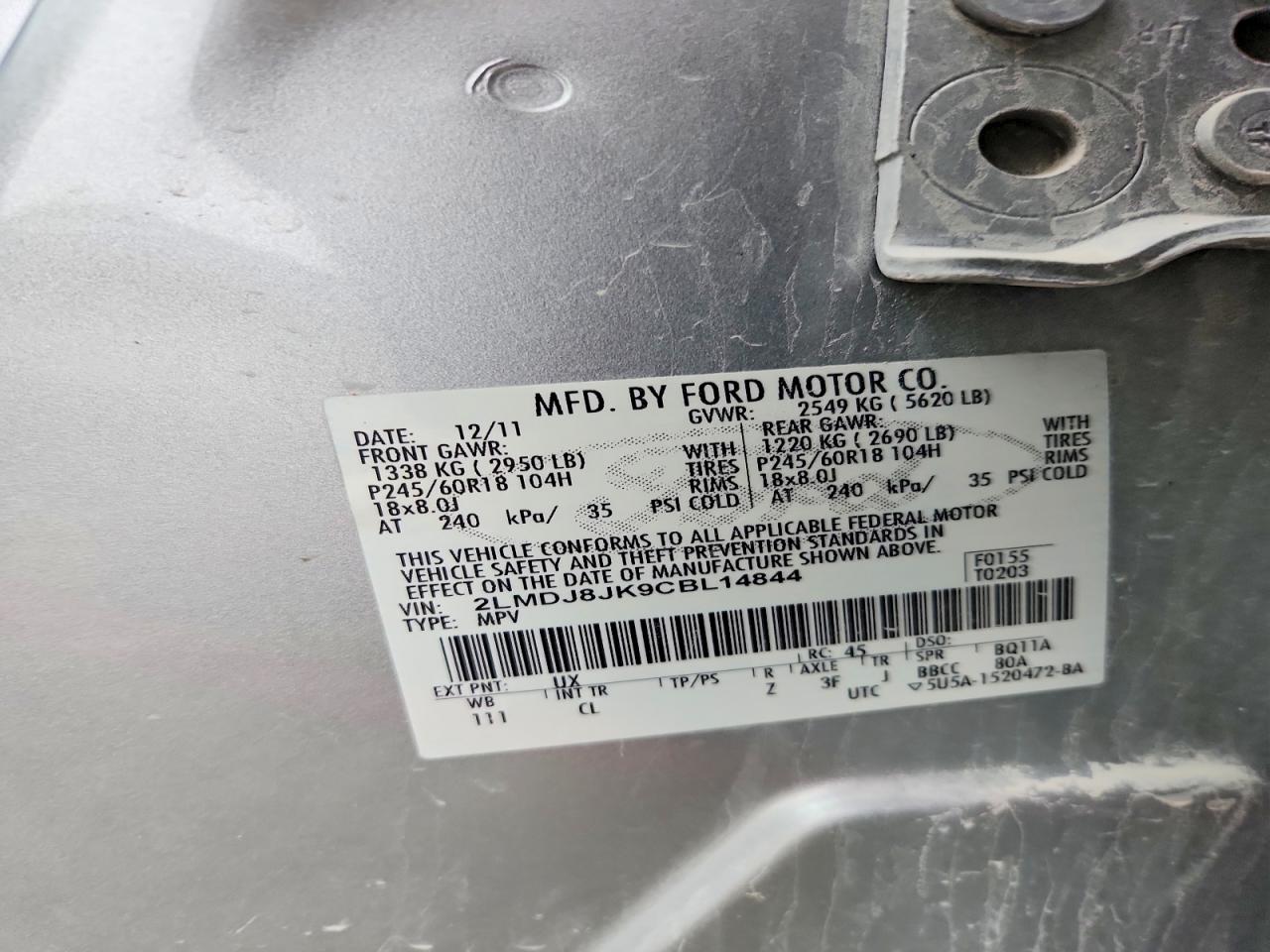 2012 LINCOLN MKX