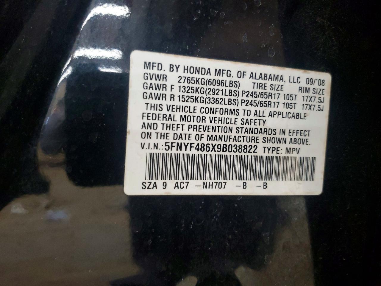 2009 HONDA PILOT