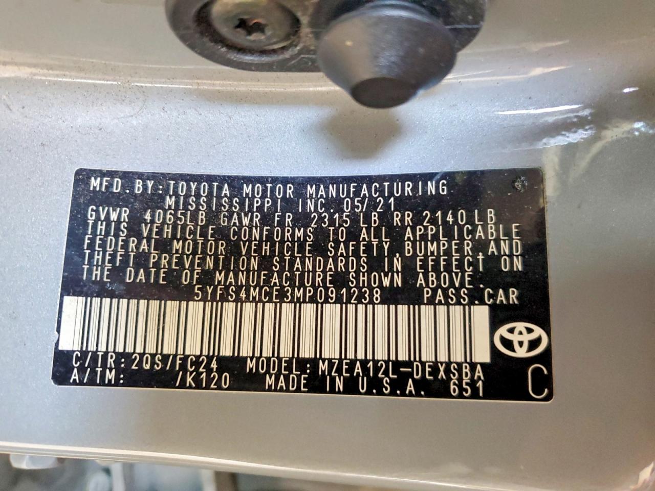 2021 TOYOTA COROLLA