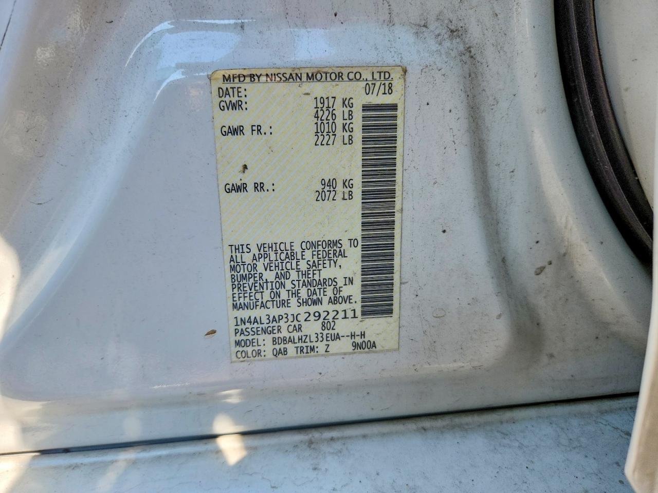 2018 NISSAN ALTIMA
