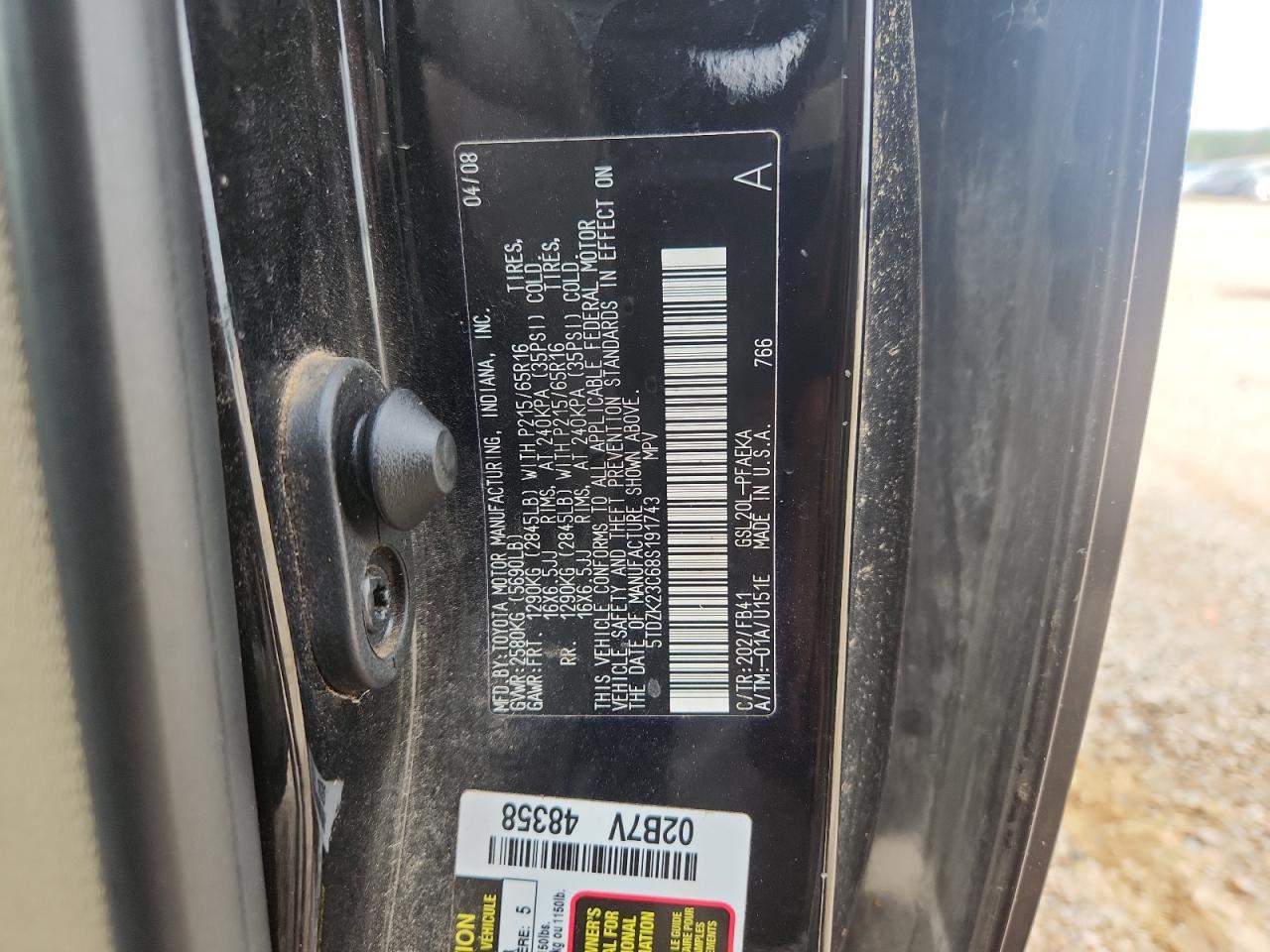 2008 TOYOTA SIENNA