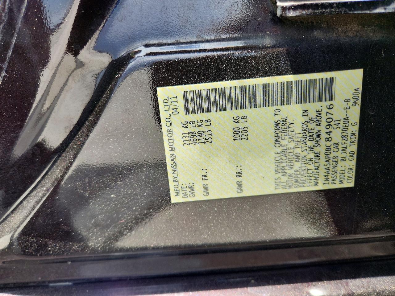 2011 NISSAN MAXIMA