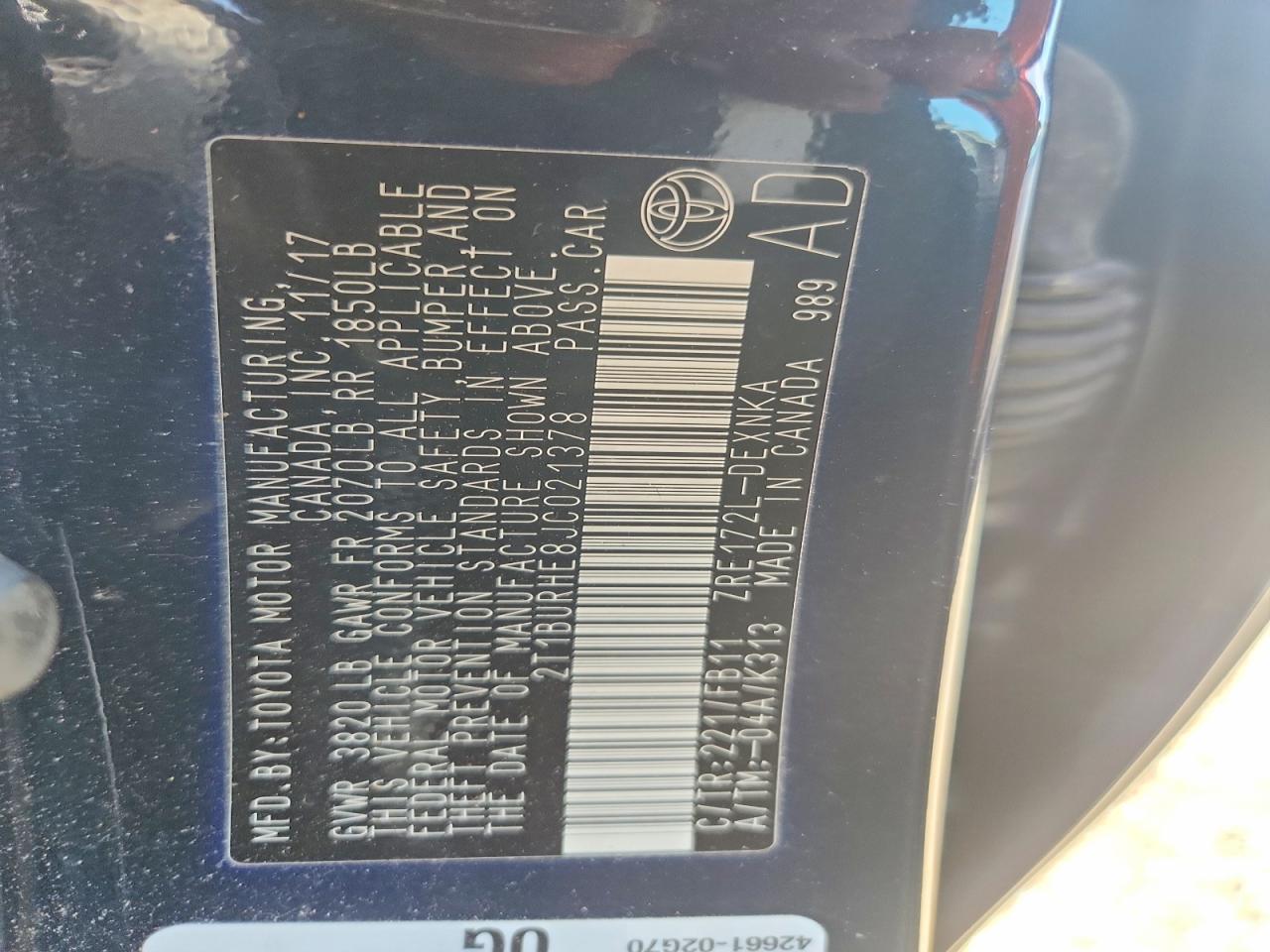 2018 TOYOTA COROLLA