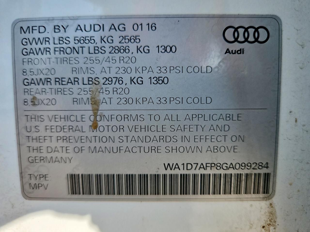 2016 AUDI Q5