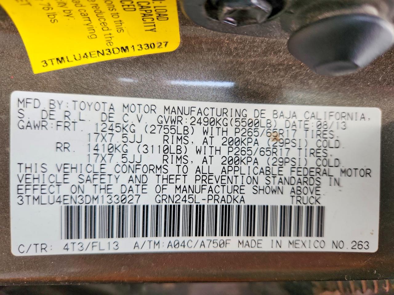 2013 TOYOTA TACOMA