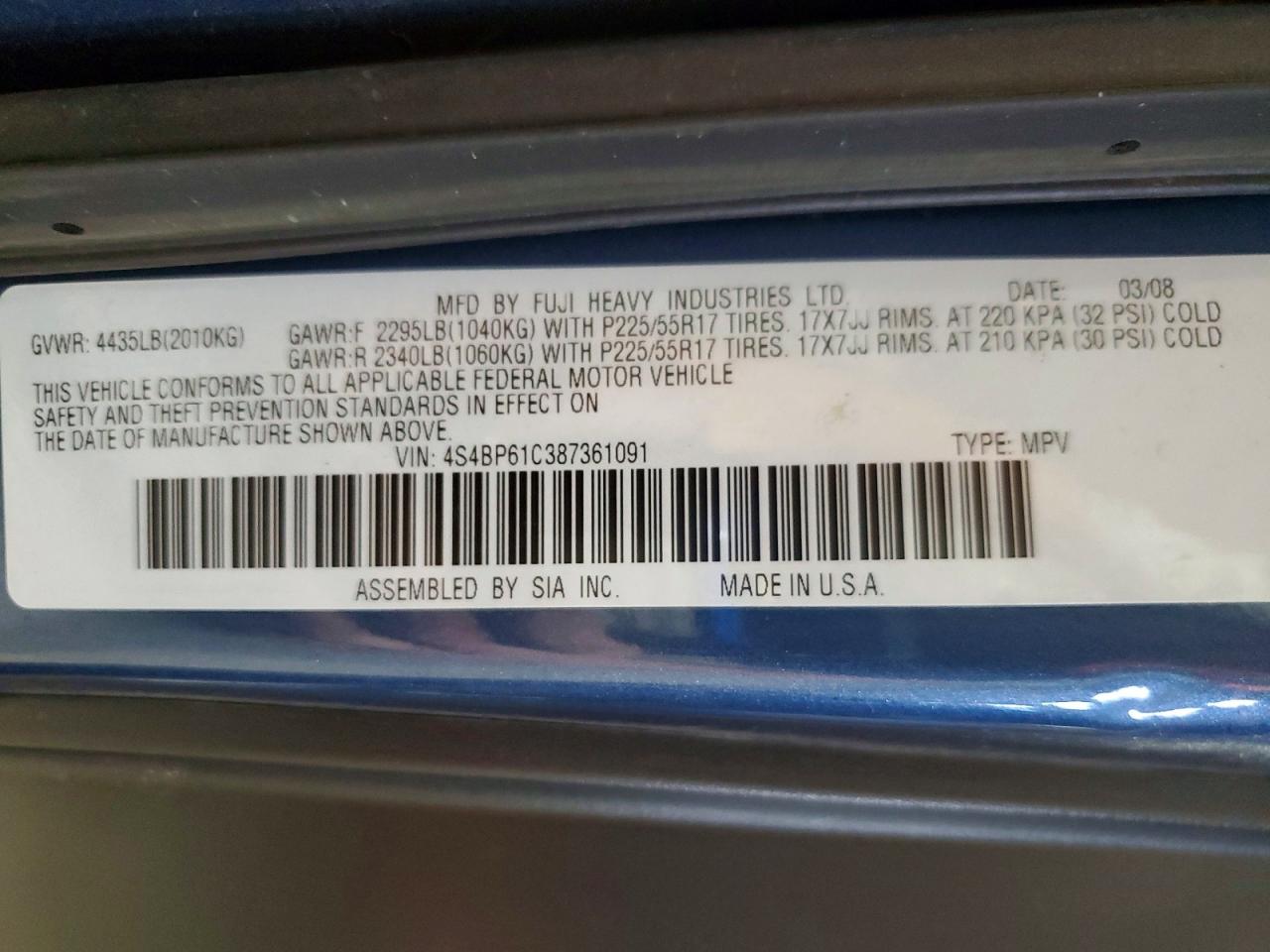 2008 SUBARU OUTBACK