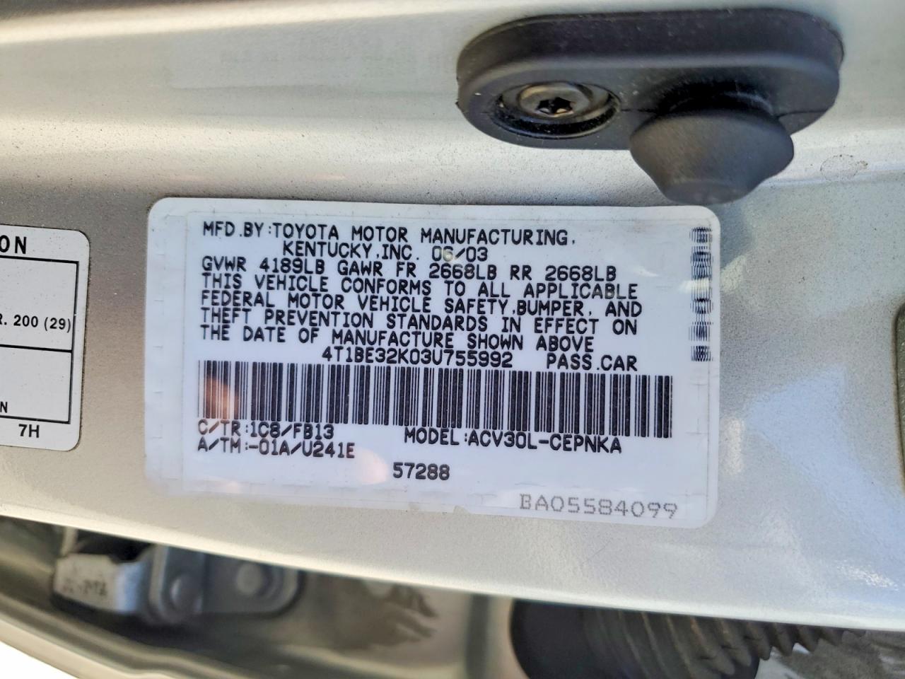 2003 TOYOTA CAMRY