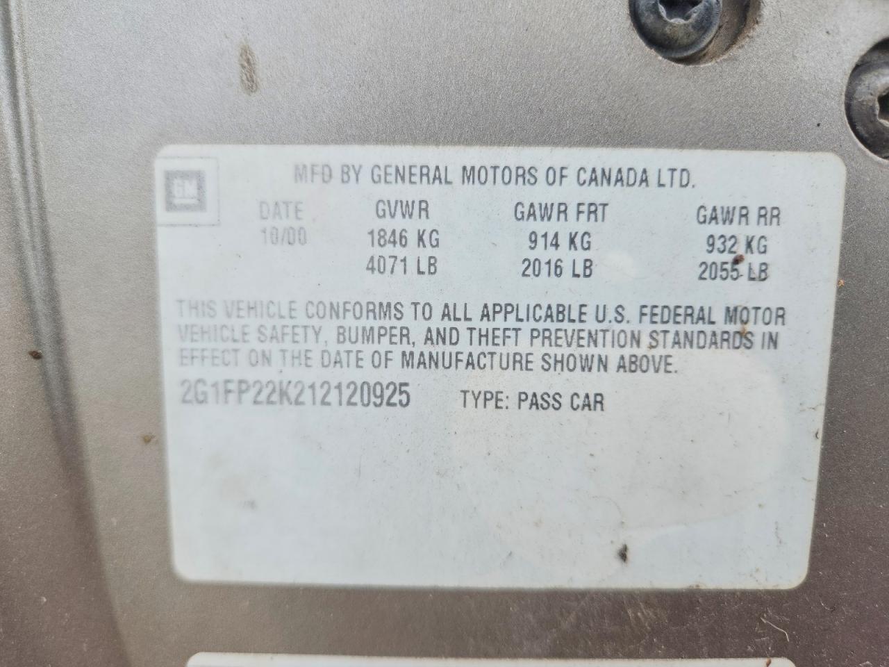 2001 CHEVROLET CAMARO