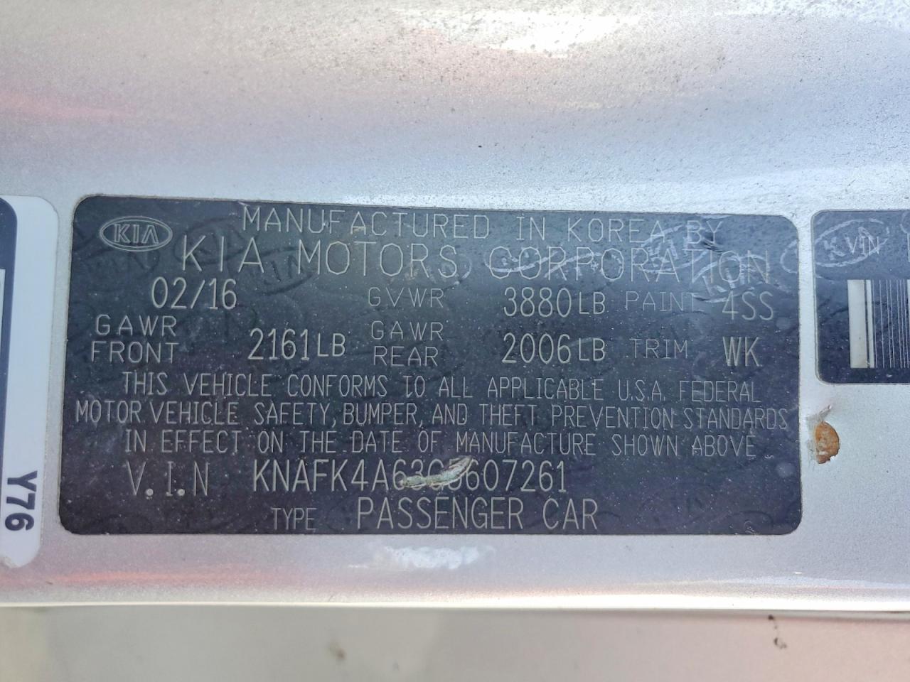 2016 KIA FORTE LX