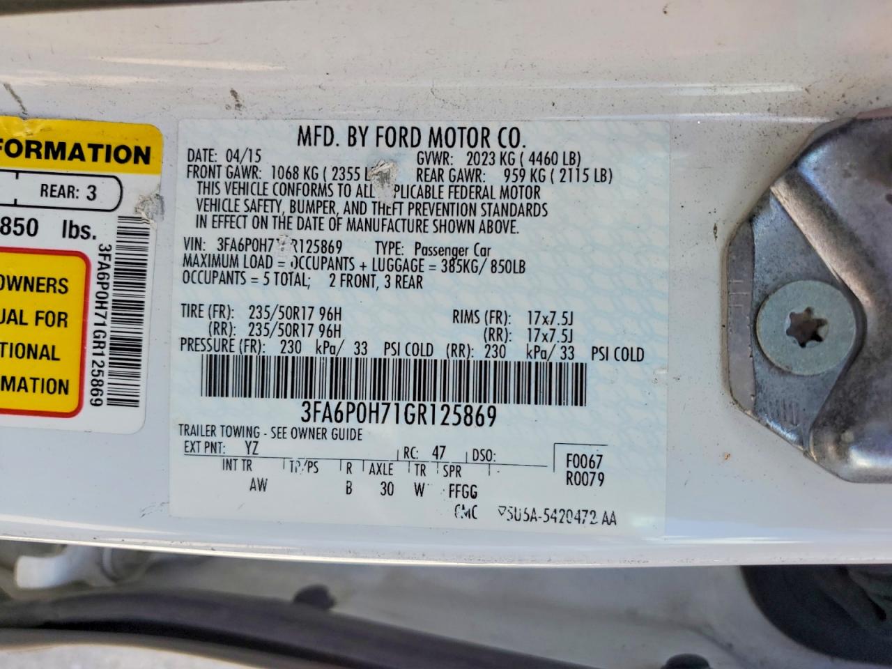 2016 FORD FUSION