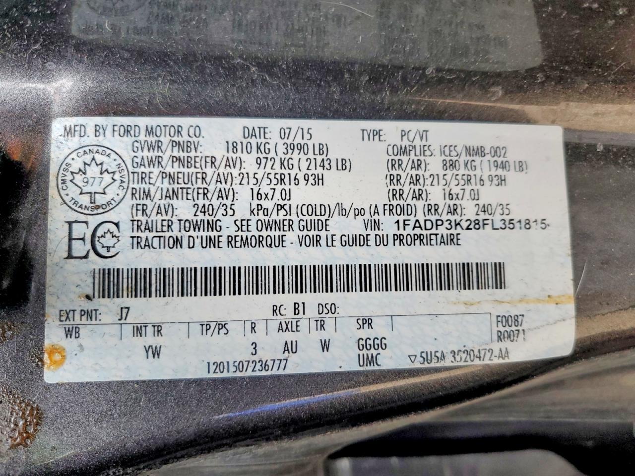 2015 FORD FOCUS