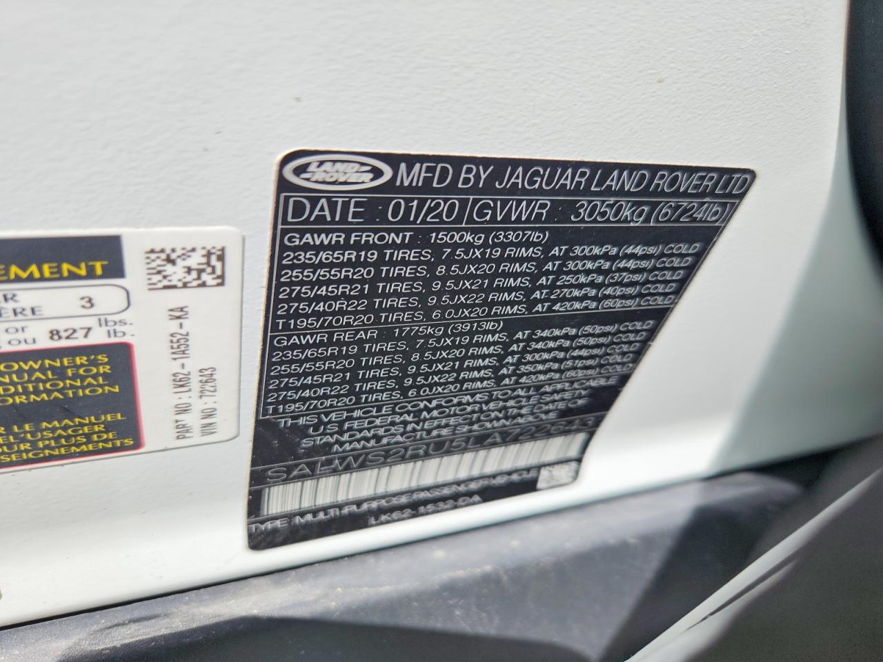 2020 LAND ROVER RANGEROVER